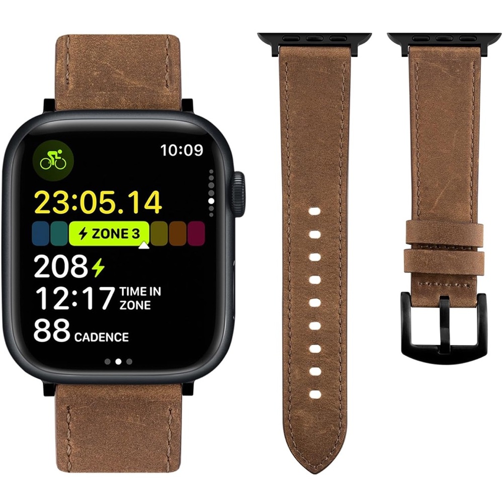 Brown leather strap for apple watch
